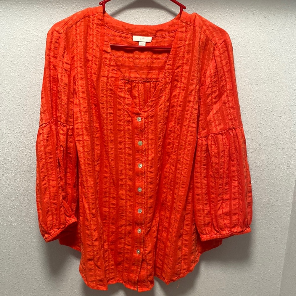 J Jill Buttoned-Front V-Neck Blouse